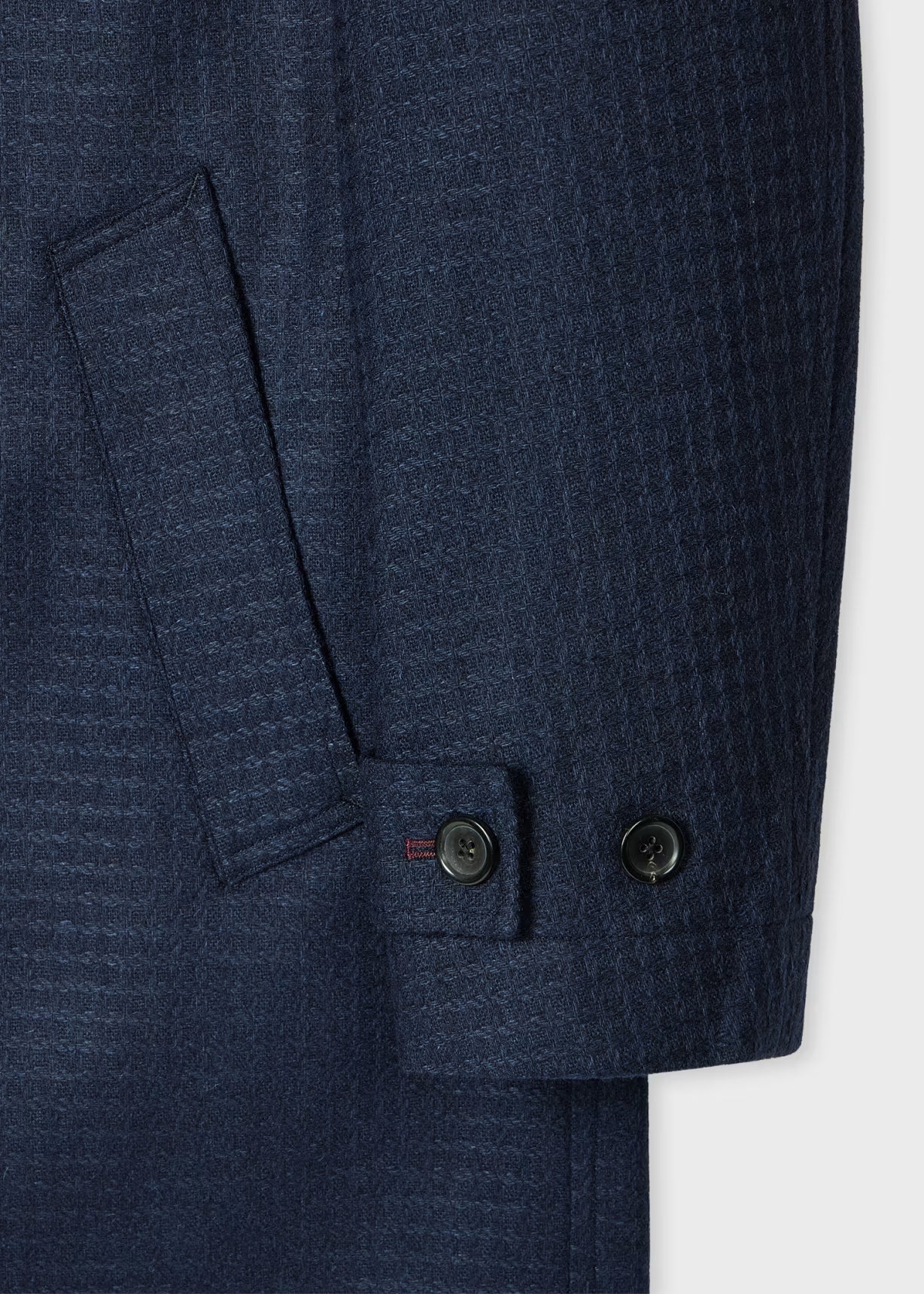 Dark Navy Wool-Blend Check Coat