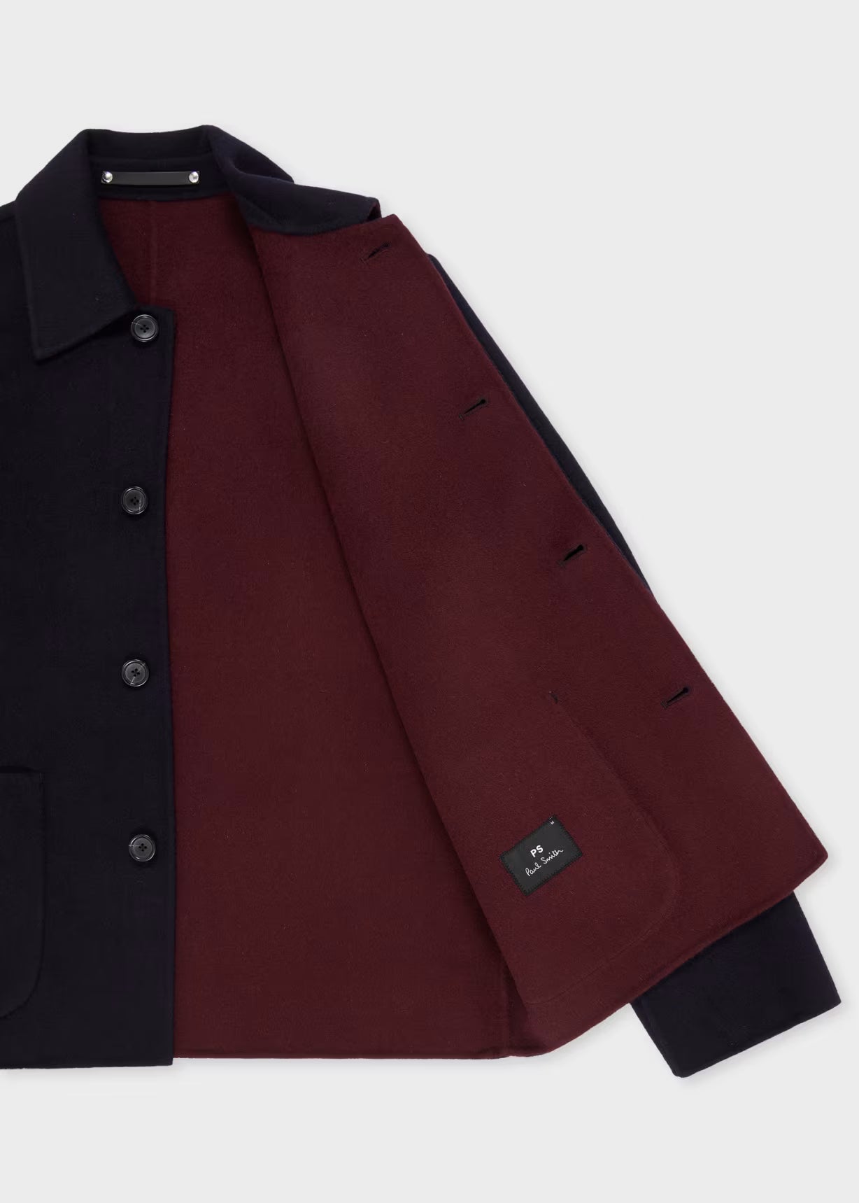 Navy Double-Face Wool-Blend Short Coat
