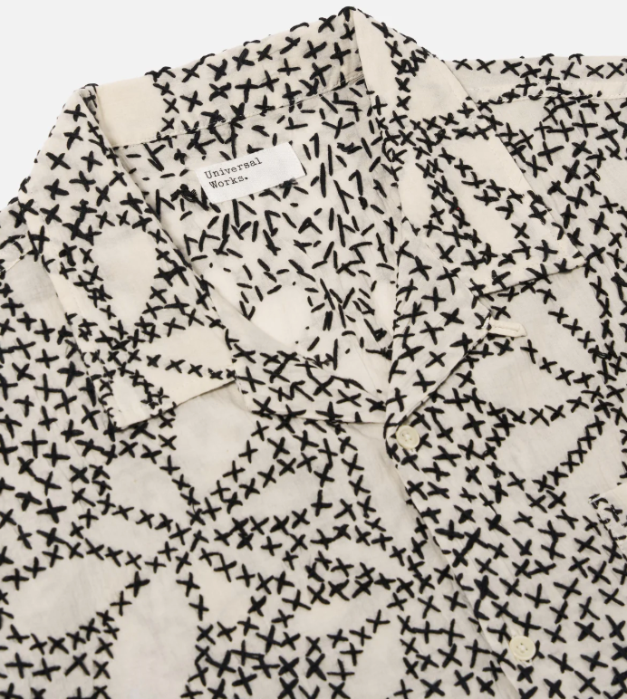 Ecru/Black Kantha Flower Road Shirt