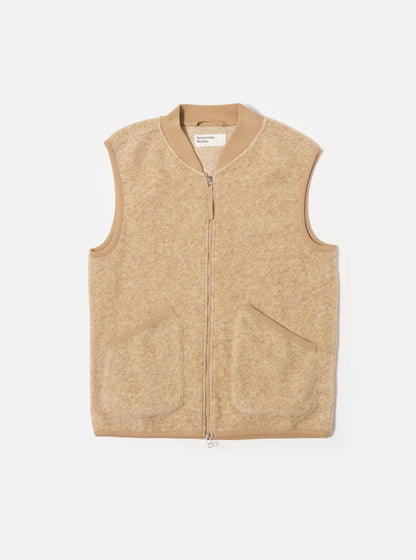 Fawn Wool Fleece Zip Waistcoat