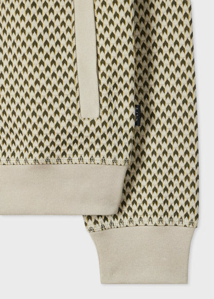 Khaki Cotton-Blend Jacquard Cardigan