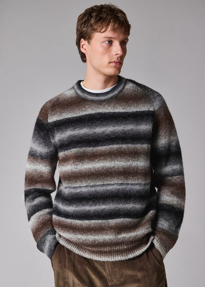 Brown and Black Faded Stripe Sweater