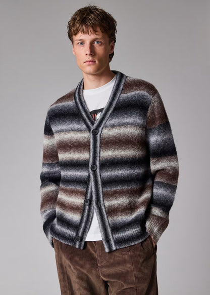 Brown and Black Faded Stripe Cardigan