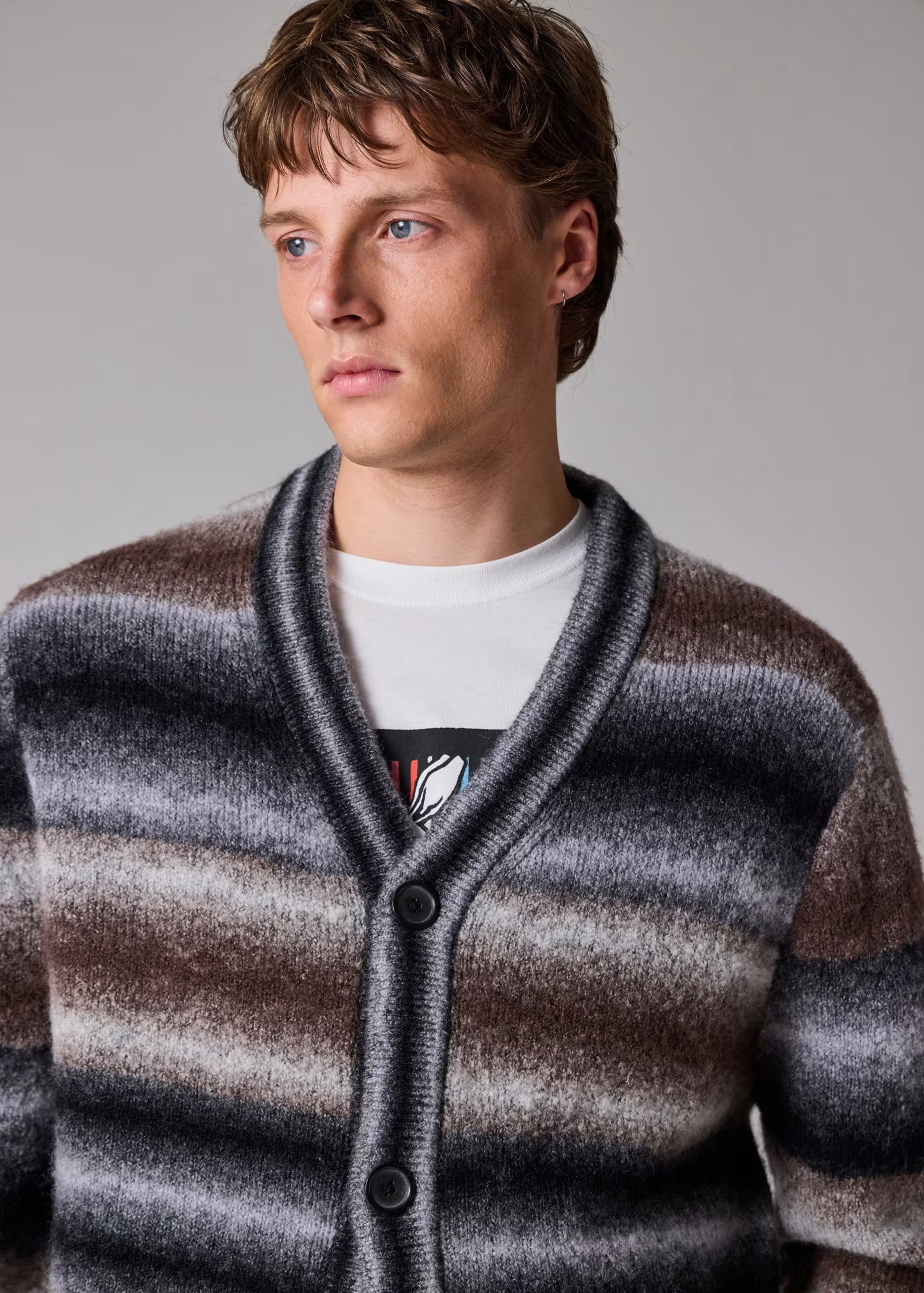 Brown and Black Faded Stripe Cardigan