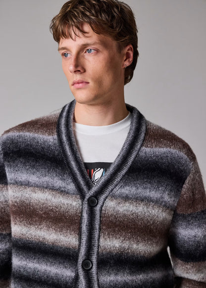 Brown and Black Faded Stripe Cardigan
