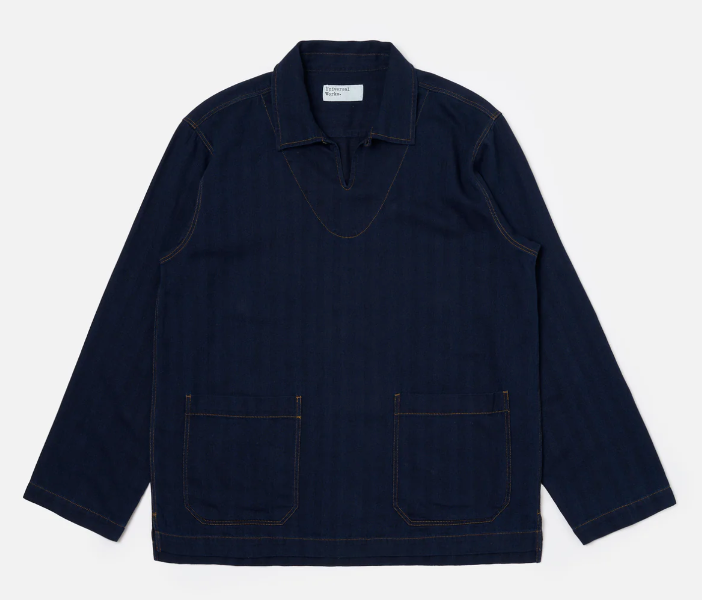 Indigo Recycled Herringbone Smock Overshirt