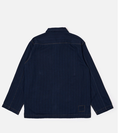 Indigo Recycled Herringbone Smock Overshirt