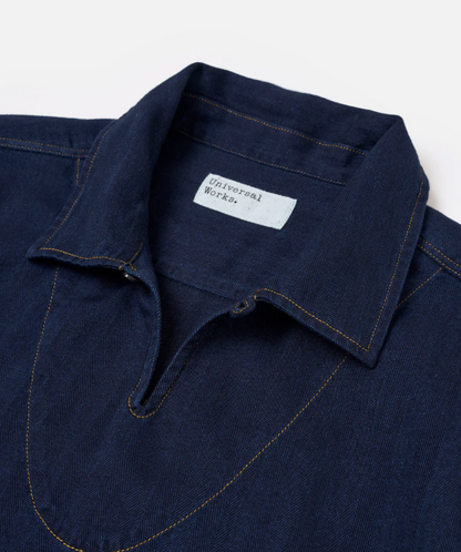 Indigo Recycled Herringbone Smock Overshirt