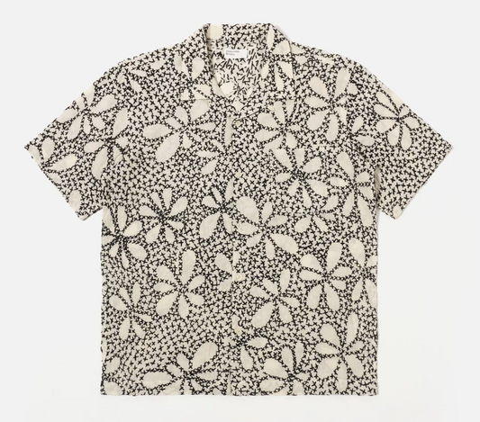 Ecru/Black Kantha Flower Road Shirt