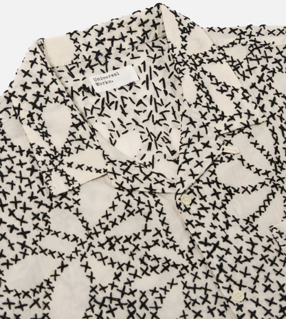 Ecru/Black Kantha Flower Road Shirt