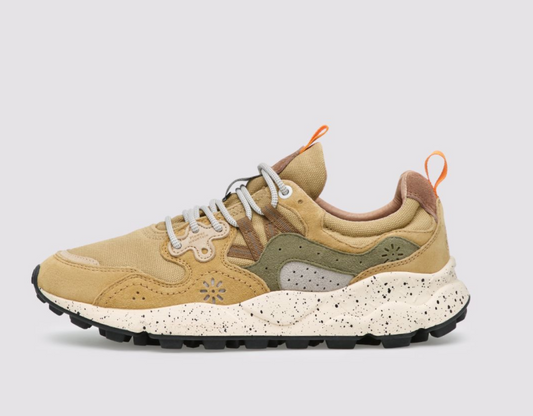 YAMANO MEN'S BEIGE & GREEN TRAINERS