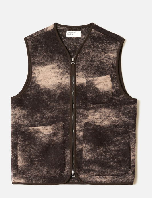 Zip Gilet Brown Cloud Camo