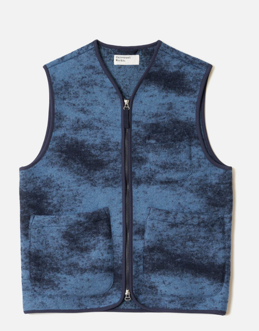 Zip Gilet Blue Cloud Camo