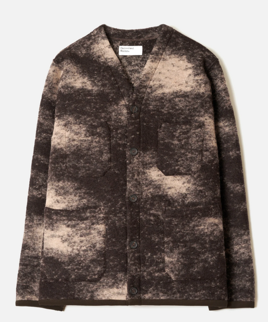Brown Cloud Camo Knit Cardigan