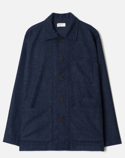 Navy Check Bobby Wool Mix Bakers Overshirt