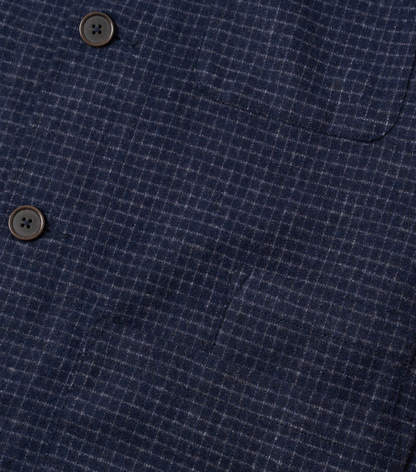 Navy Check Bobby Wool Mix Bakers Overshirt