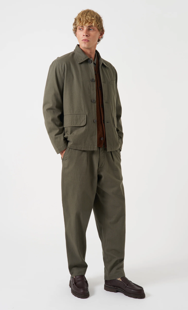 Olive Brushed Moleskin Franck Jacket