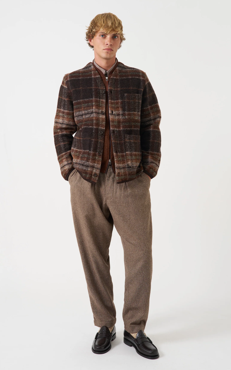 Brown Pino Wool Fleece Cardigan