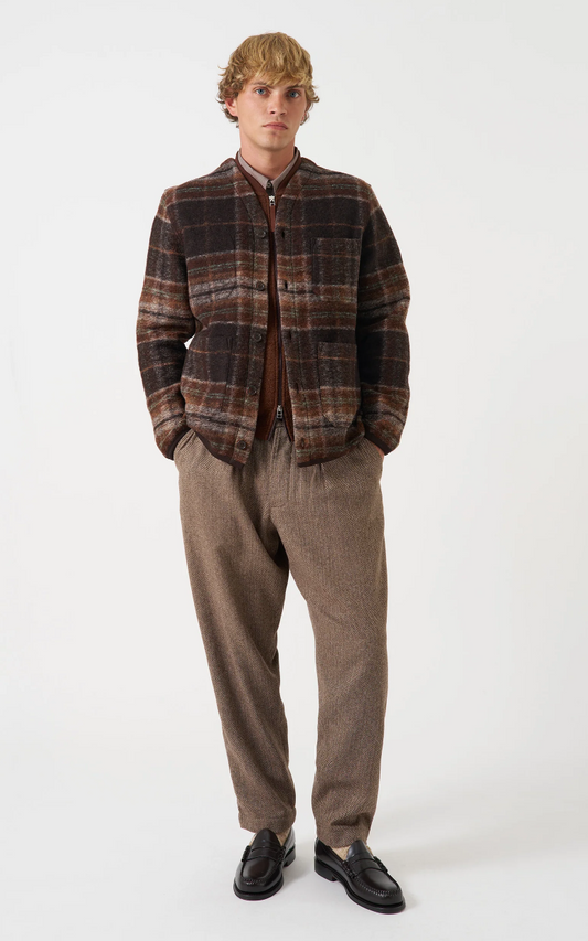Brown Pino Wool Fleece Cardigan