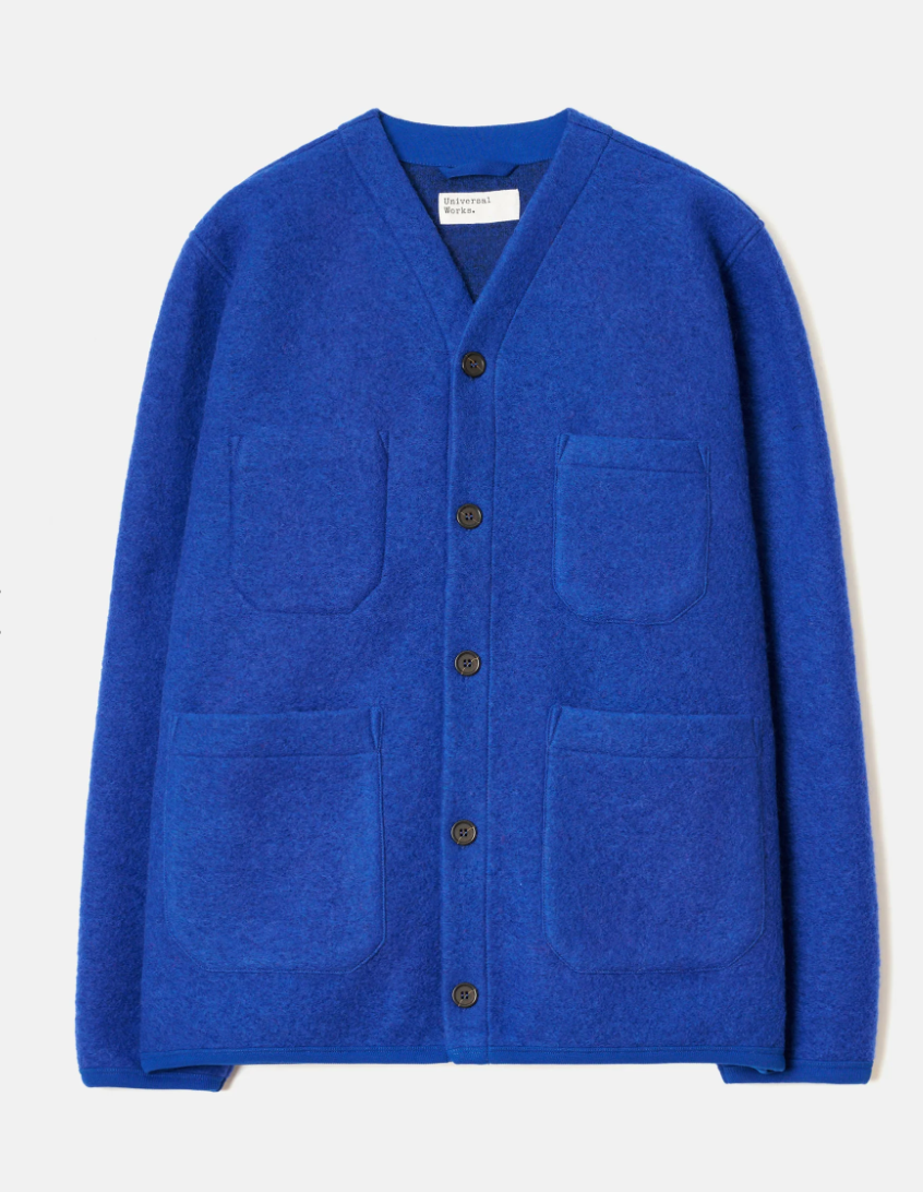 Blue Wool Fleece Cardigan