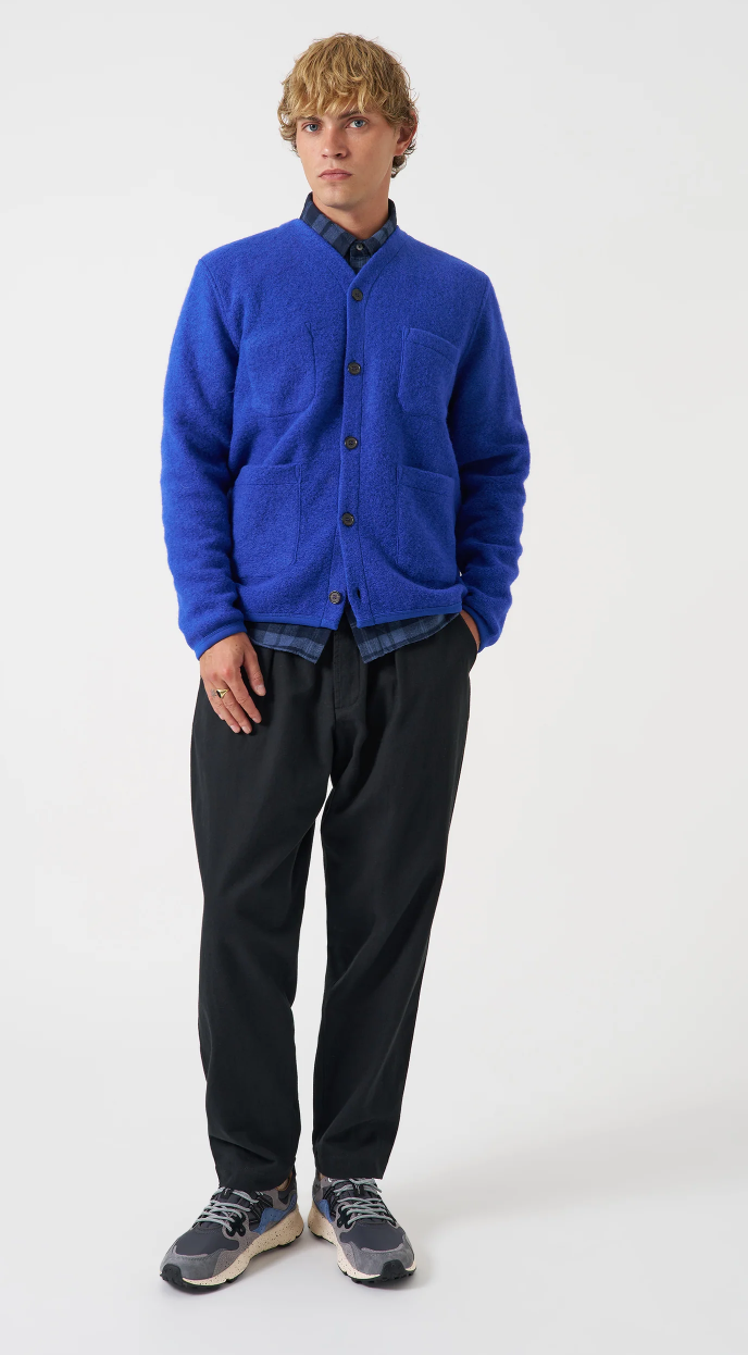Blue Wool Fleece Cardigan