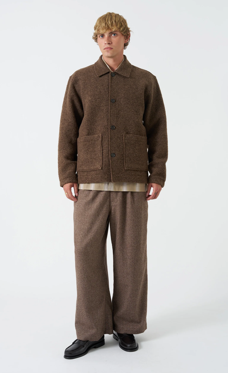 Brown Marl Wool Fleece Rams Jacket