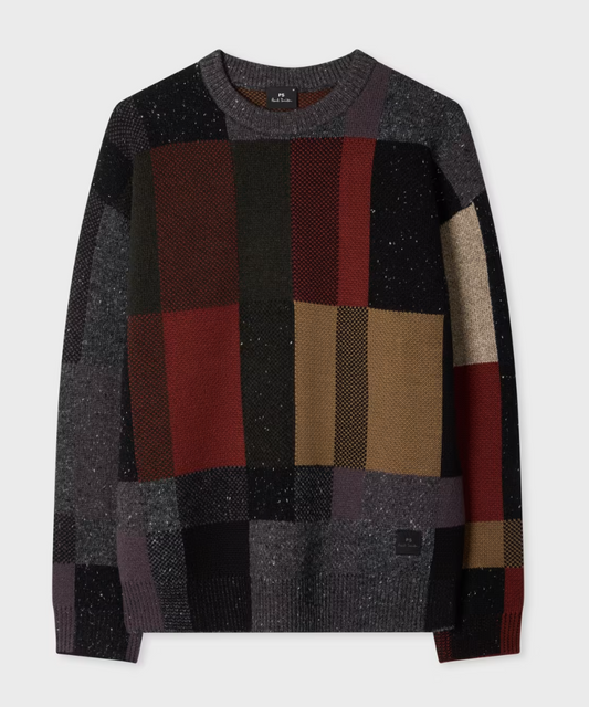 Brown Pebbles Check Wool-Blend Sweater