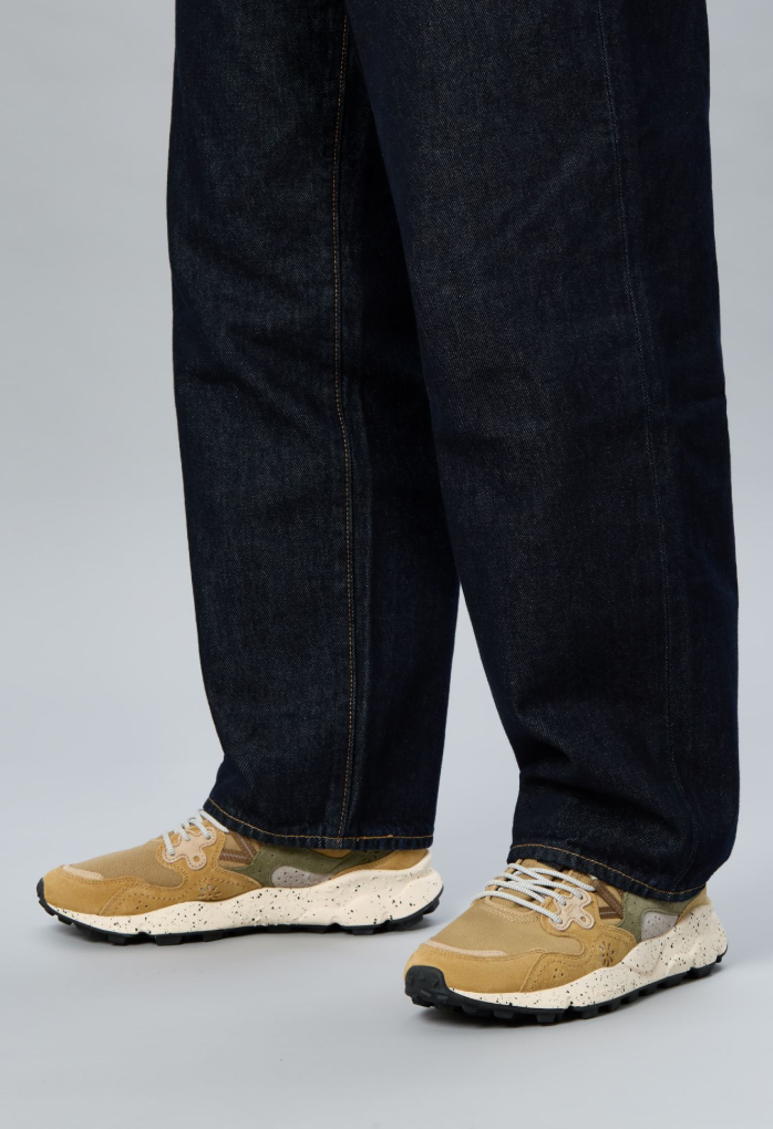 YAMANO MEN'S BEIGE & GREEN TRAINERS